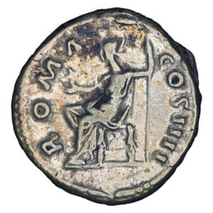 Alternative view of Antoninus Pius AR Denarius - ROMA COS III
